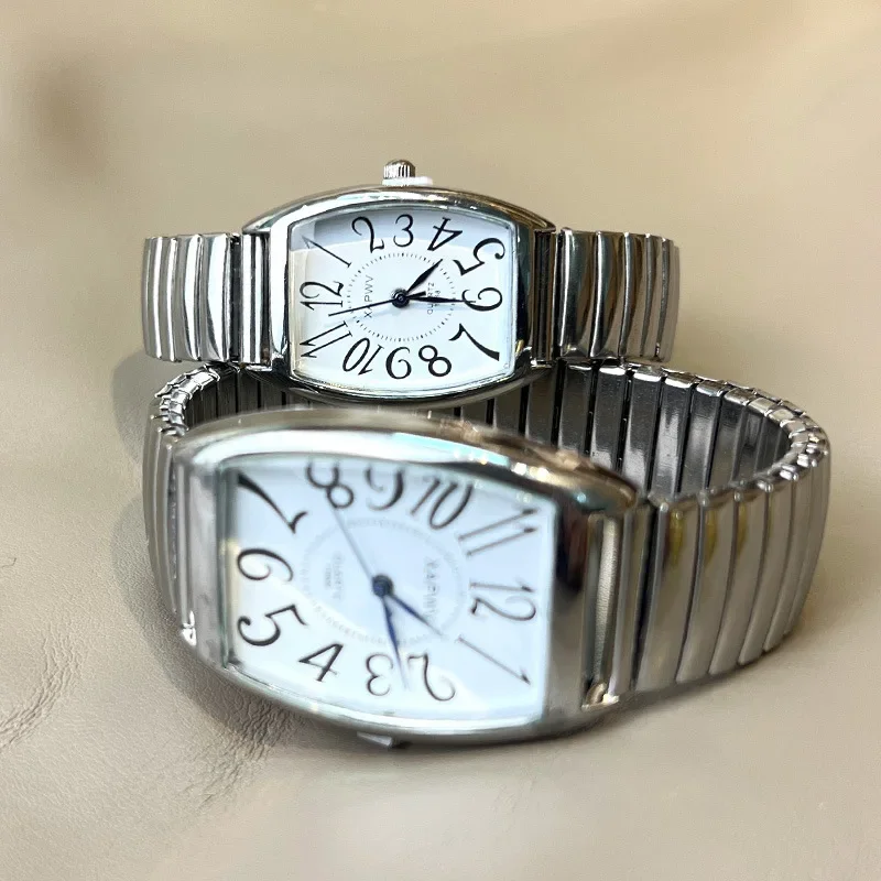 

Винтажные деловые женские и мужские часы для пар, эластичные золотые, серебряные кварцевые наручные часы Tide Lovers, часы-браслет, вечерние офисные подарки
