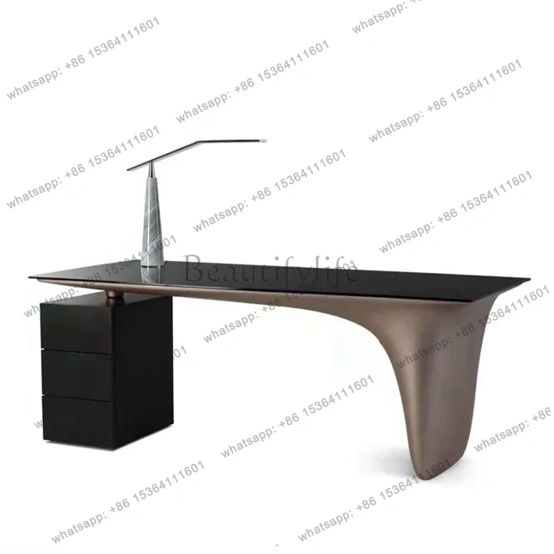 Italian Desk Stone Plate Office Modern Minimalist Desk Designer Model