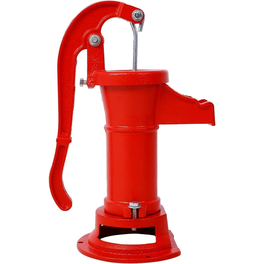 

Антикварный ручной насос для колодца, кувшин-насос для колодца, подъемный максимум 25 футов, чугунный водяной ручной насос для улицы, двора, пруда, сада, красный