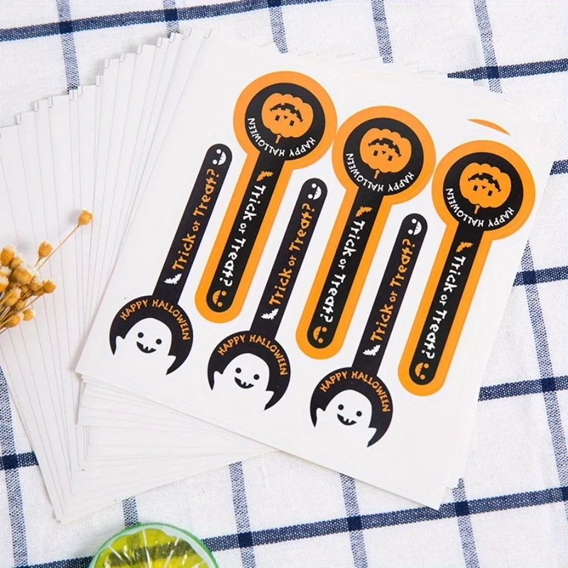 30Pcs Halloween Trick Or Treat Seal Stickers Pumpkin Ghost Long Wrapping Sealing Labels for Candy Bag Gift Box Bottle Jar Decor view 2
