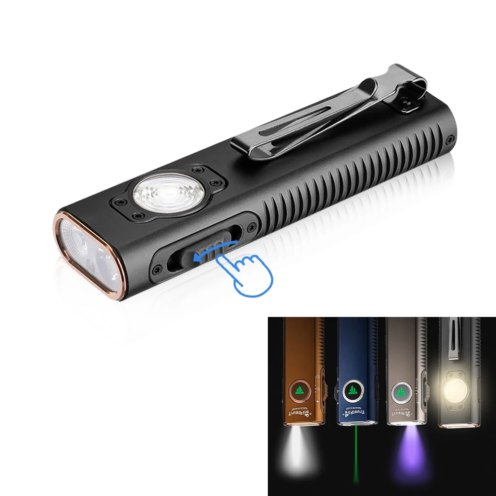 

TrustFire Unique Ultra Slim Mini X3 1050LM Spotlight EDC Torch 365nm UV Flat Flashlight Magnetic Green Light