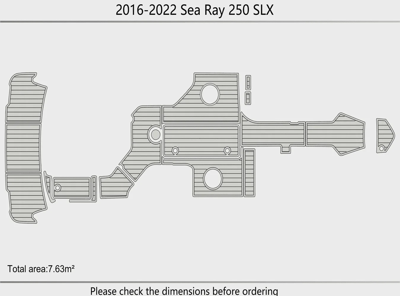 2016-2022 Sea Ray 250 SLX 1/4 "6 مللي متر إيفا رغوة عدم الانزلاق بولي كلوريد الفينيل خشب الساج التزيين البحرية حصيرة سيديك أكوا السجاد أرضية بحرية