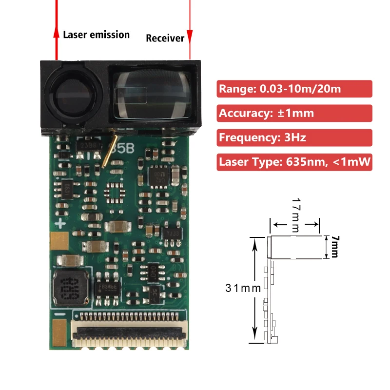 DIY L Shape Laser Distance Sensor 10m Small Size Laser Range Sensor TTL Output Laser Sensor for Height Measurement