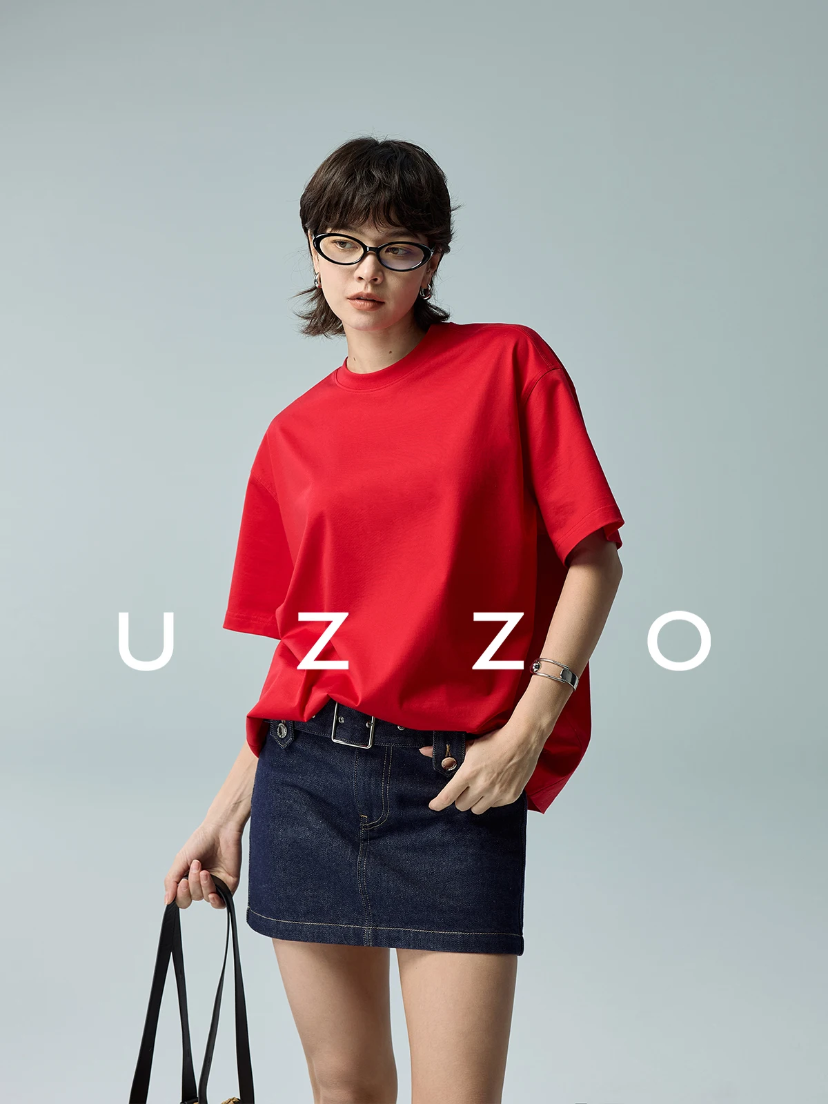 

UZZO Women's Oversize mat Sle Pure Color Versatile Slimming T-irt Cotton ort Sve round Ne Commute Faion