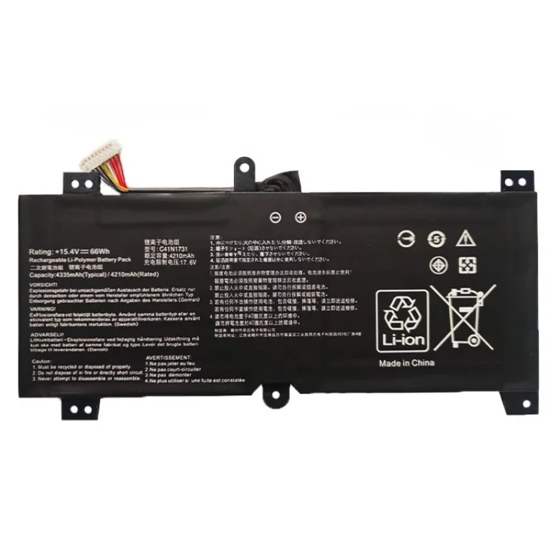 

C41N1731 C41N1731-2 Laptop Battery for Gl704 GL504GM G515GV GL504GW GL504GS GL704GM S5C Rog15.4V 66Wh