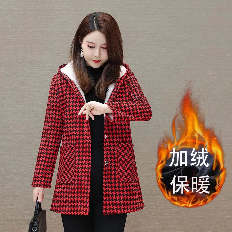 Women's Autumn Winter Coat Add Velvet Thickening 2024 New Outerwear Medium Long Mother Loaded Thick Cold And Warm Jacket