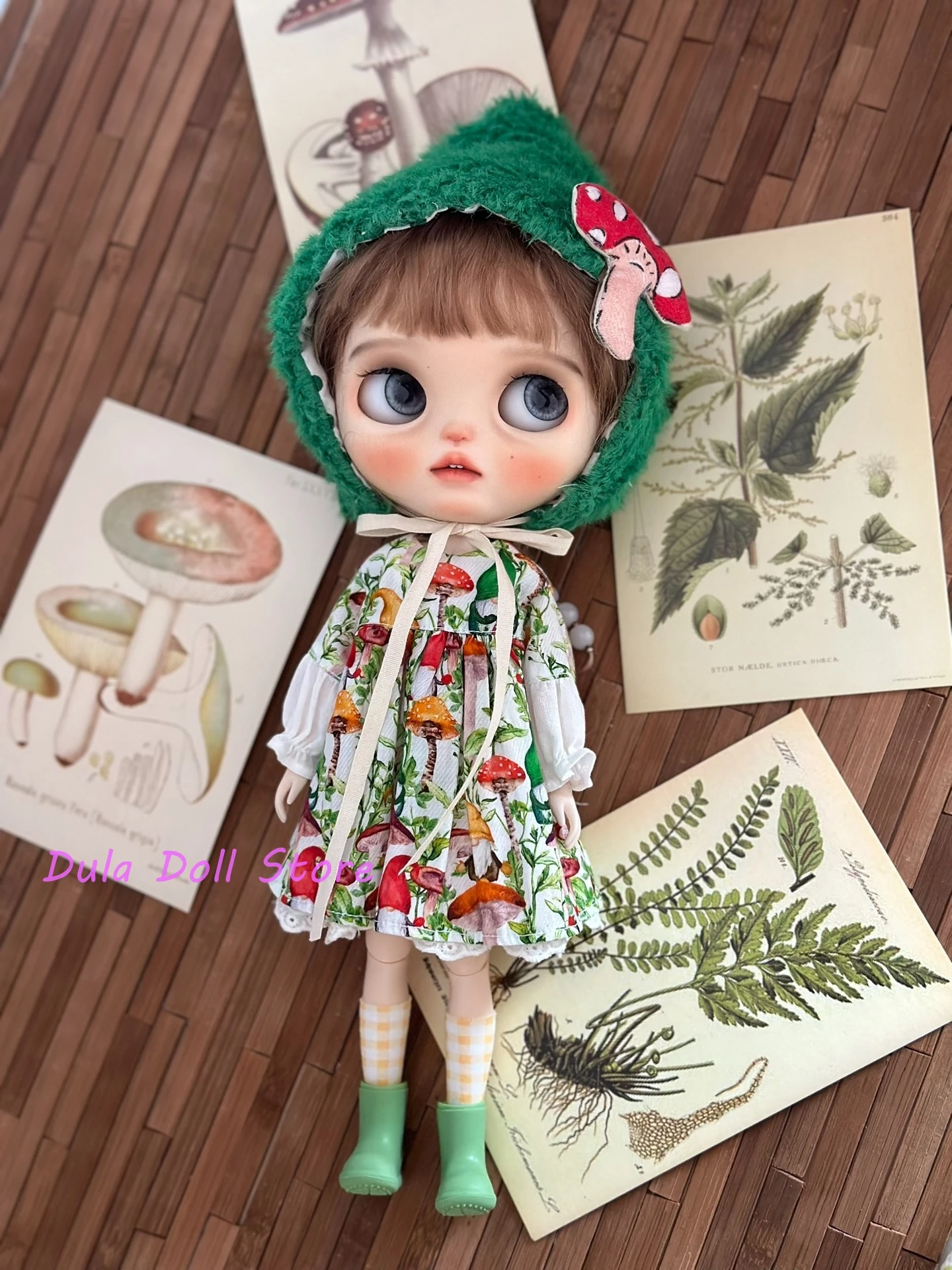 Dula Doll Clothes Dress handmade mushroom skirt Blythe Qbaby ob24 ob22  Licca ICY JerryB 1/6 body doll