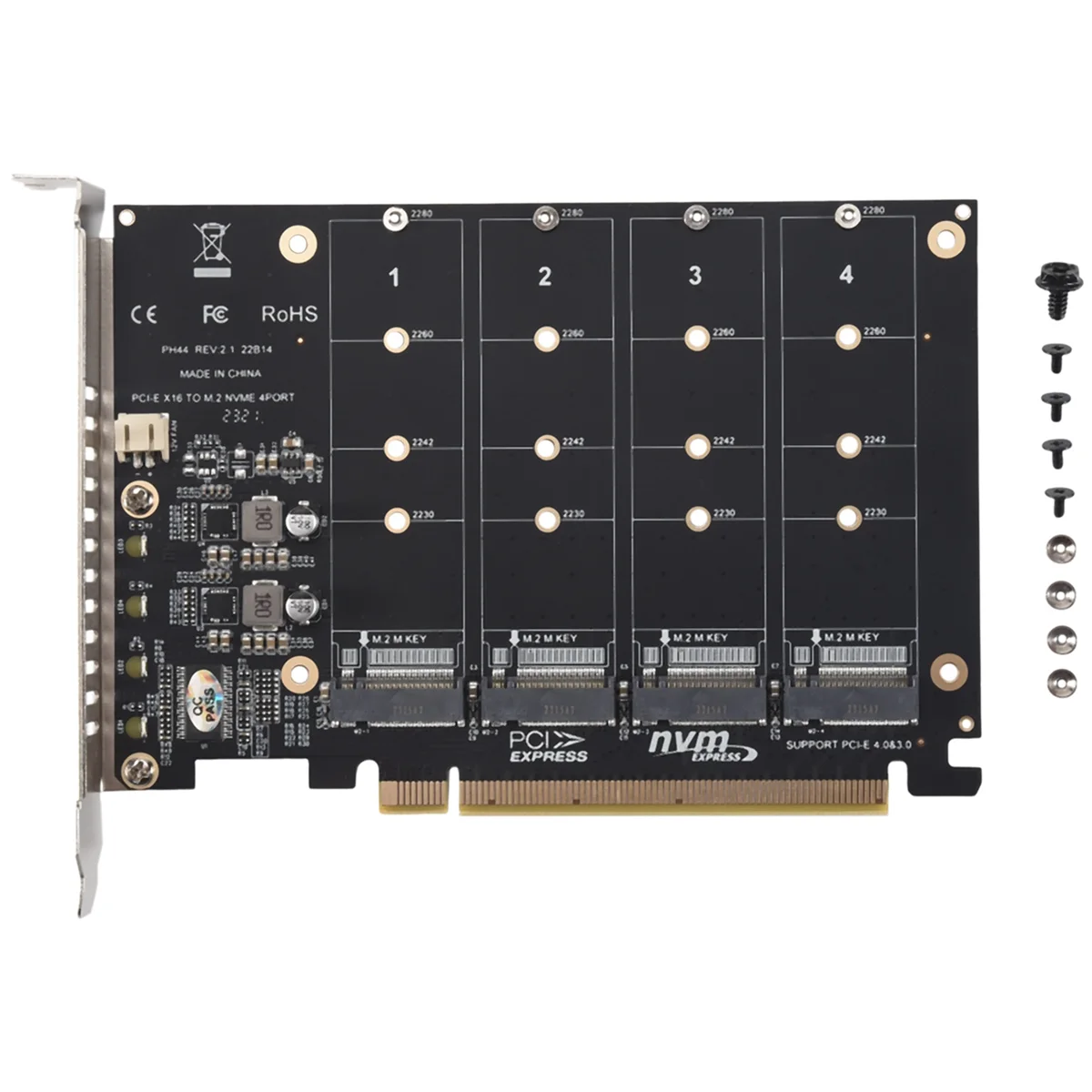 ADEGBO-改良型 4 ポート NVMe - PCIE アダプター カード M.2 NVME - PCIe X16 アダプター