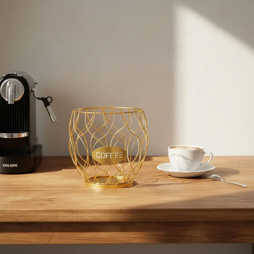 حامل كبسولة القهوة الحديدي المجوف بسعة كبيرة حامل كبسولات القهوة كوب تخزين إبداعي ديكور المنزل #2