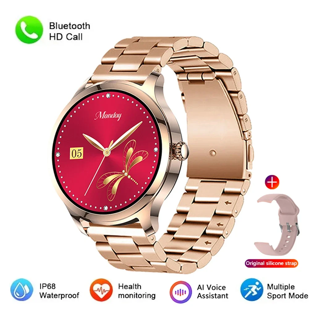 

GFORDT Смарт-часы женские с круглым экраном BT Calling Health Heart Rate Sleep Tracker спортивные фитнес-умные часы для женщин