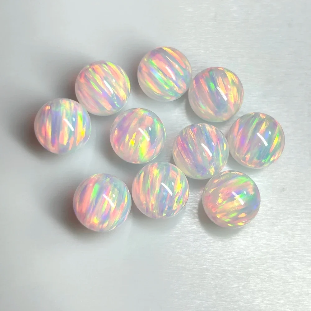 Lab Creat Opal Half transparent White Fire Synthetic Round Beads With 1.1mm Hole for Bracelet Making