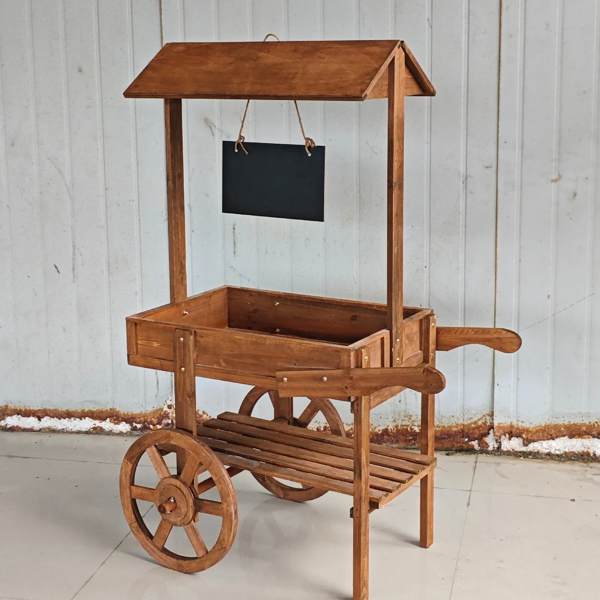 

Pastoral creative home soft decoration wooden trolley shelf