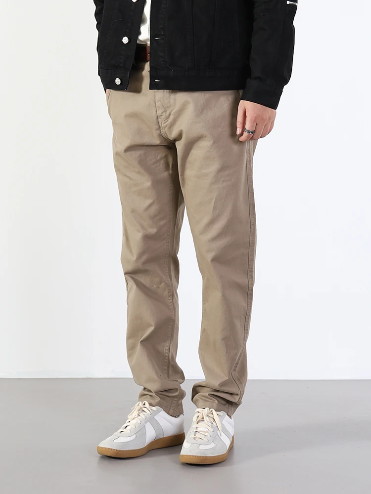 

2025 Spring and Autumn New American Retro Twill Woven Cargo Pants Men's Simple 100% Cotton Washed Chino Straight Casual Trousers