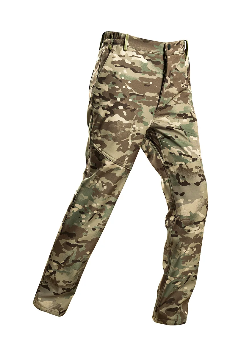 겨울용 내마모성 및 절단 방지 플리스 전술 소프트 쉘 방수 다중 포켓 안티 샤크 스킨 재킷 및 카고 팬츠