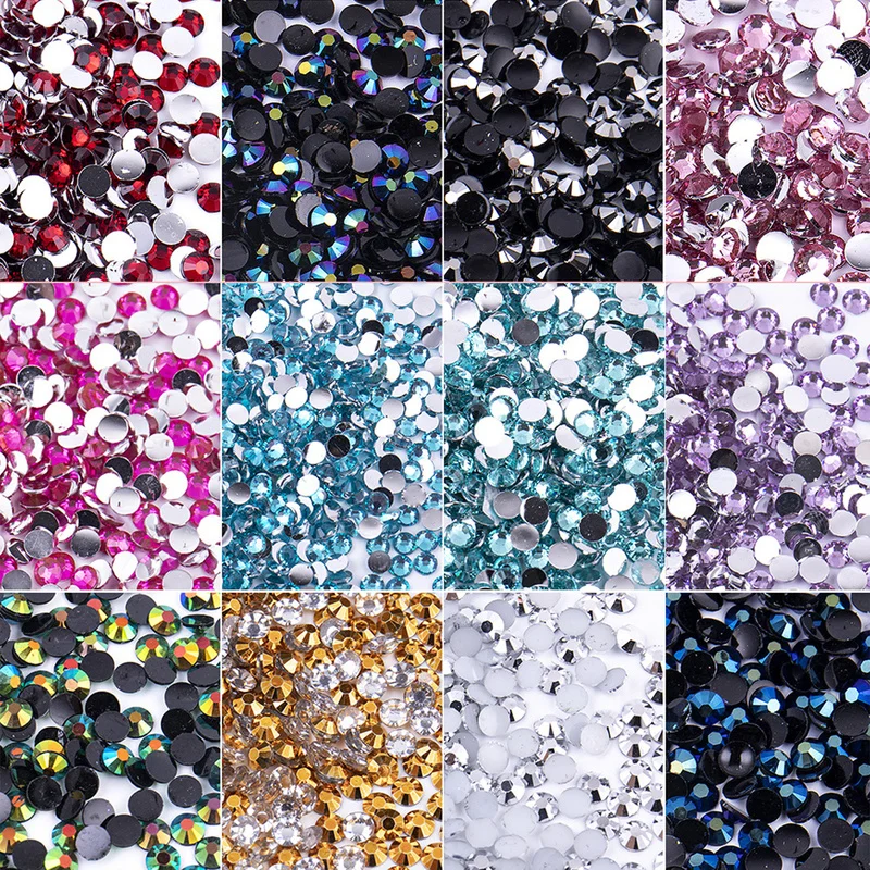 12 Girds Resin Flatback Rhinestones Multicolored 3/4/5/6mm Non Hotfix Gems with Pick Pen & Tweezers, Bedazzling Kit for Nail Art - view 4