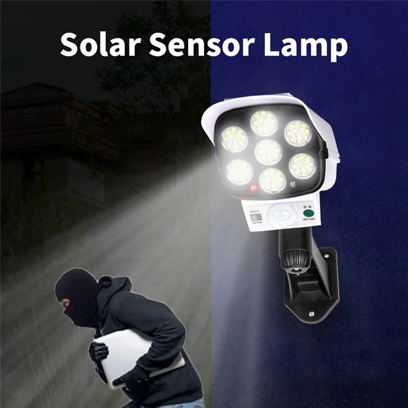A07F-Outdoor Solar Ligths 77Led PIR Motion Sensor Lamp Simulation Camera Solar Wall Light Waterproof Garden Decor Lights