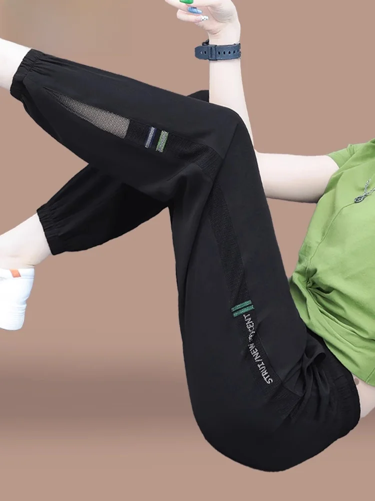 

Женские летние спортивные брюки TUCANO из ледяного шелка с высокой талией, свободного кроя, тонкие, дышащие, комфортные