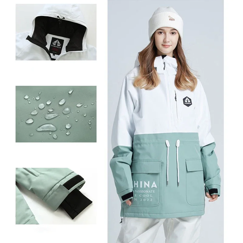 Outdoor Winter New Ski Jackets for Women Men Breathable Snowboarding Coats Tops Waterproof Thermal Skiing Snow Hooded Jackets