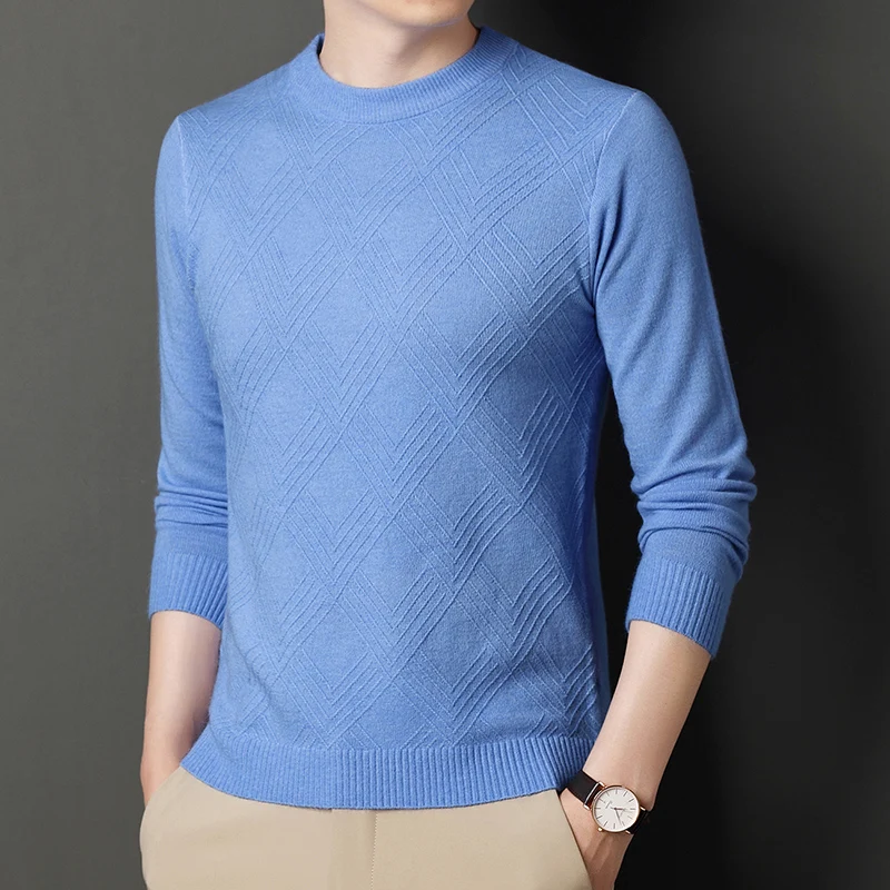 

Men's Pullover Sweater Round Neck Long Sleeved Diamond Casual Daily Knitted Sweater