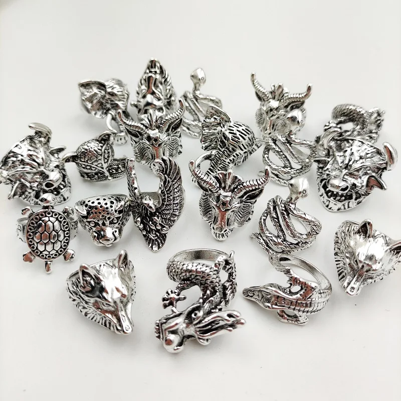 10/20/30pcs/Lot Vintage Punk Animal Rings for Men and Women Rock Gothic Snake Ring Party Charm Fashion Jewelry Gift Wholesale