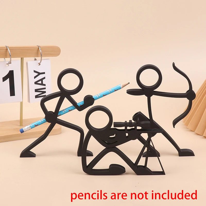 1/4Pcs 3D Printed Stick Figure Pencil Holders Pen Stands Pen Containers Desktop Ornaments Stationery Desktop Sculptures Gifts