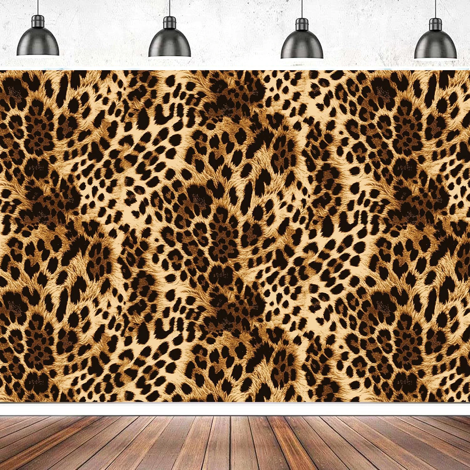 Leopard Print Photography Backdrop Cheetah Skin Pattern Cheetah Black Brown Spots Background Cake Table Decorations Photo Booth