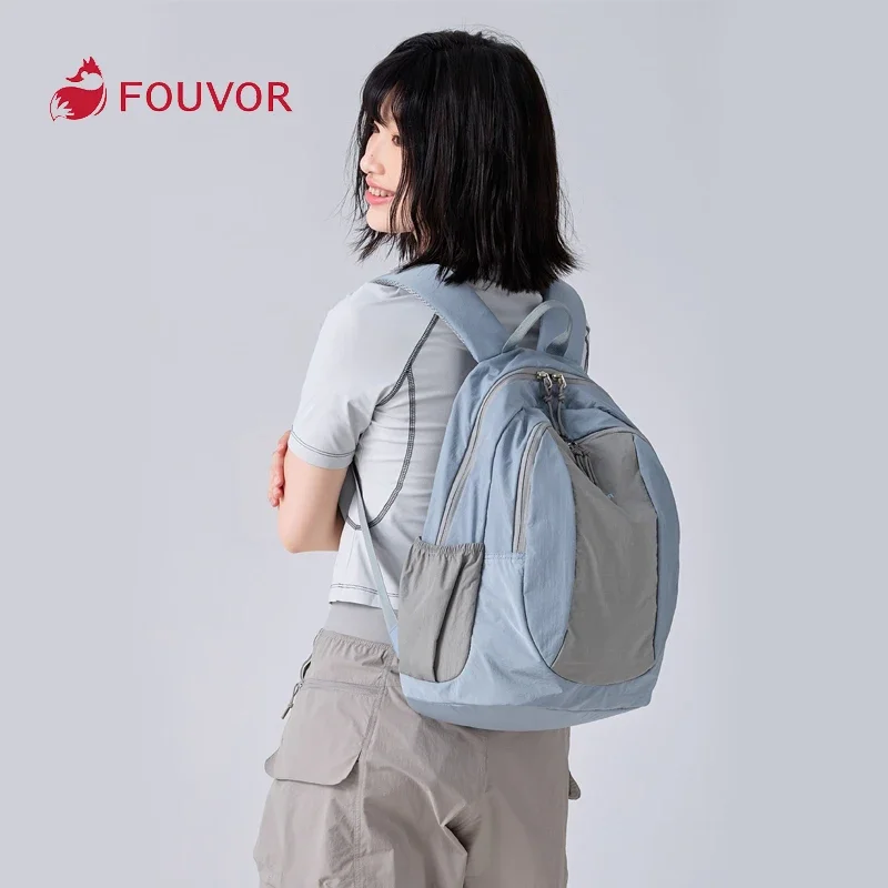 FOUVOR Backpack 2025 New Large-capacity Color-block Dual Zipper Travel Pack Sport Travel Lightweight Women's Bag 3068-01