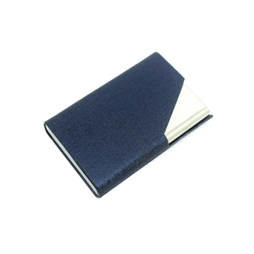 Stainless Steel Card Holder Creative PU Leather Magnetic Name Card Storage Durable Large Capacity Name Card Case Office