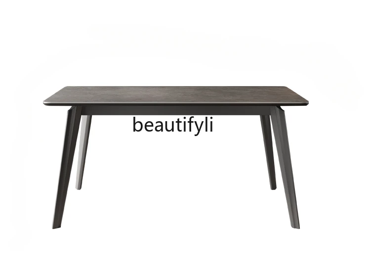 

Solid wood slate dining table modern simple ash wood rectangular Italian style home small apartment Nordic style dining table