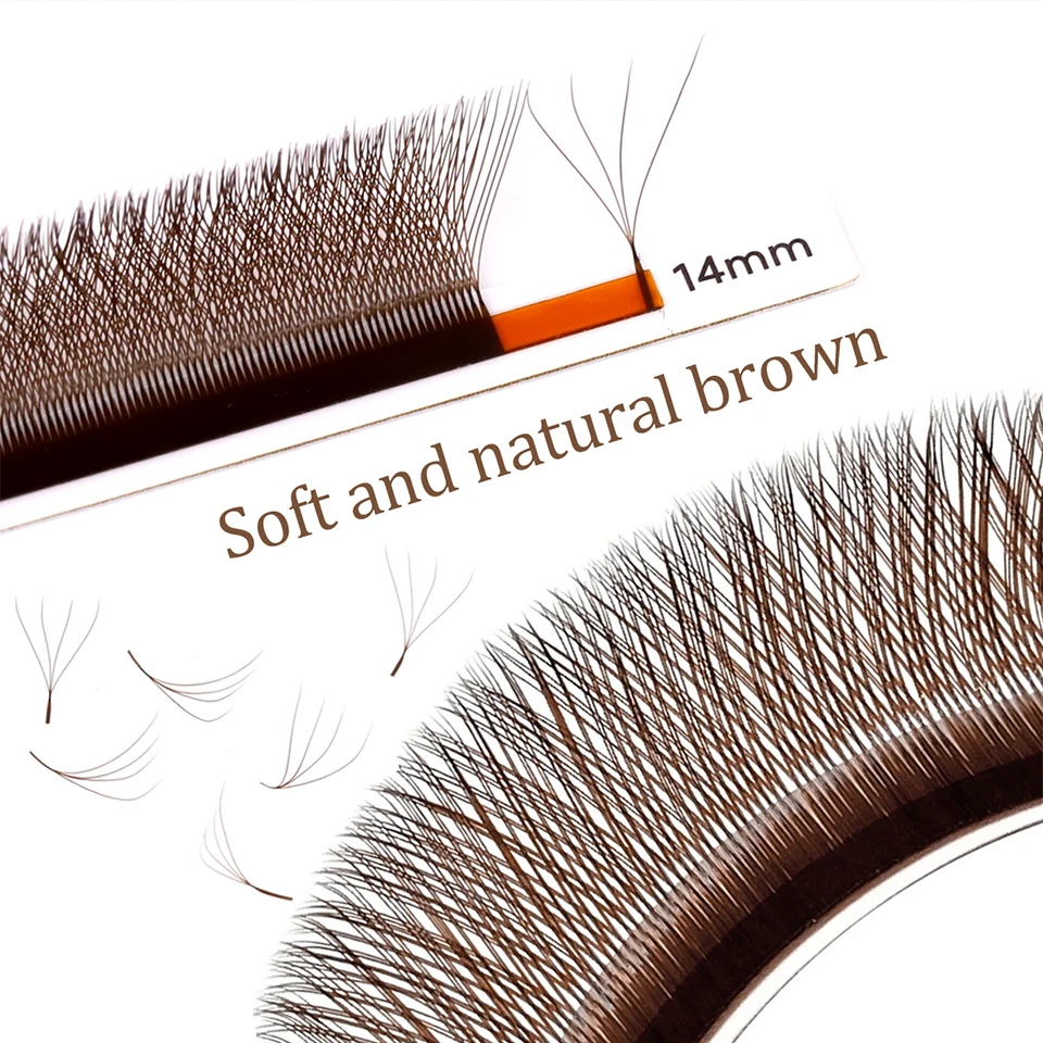 New Brown 3D 4D W Shaped Lashes Automatic Flowering Premade Fans Eyelash Extensions Natural Soft Individual Lashes Makeup Cilia
