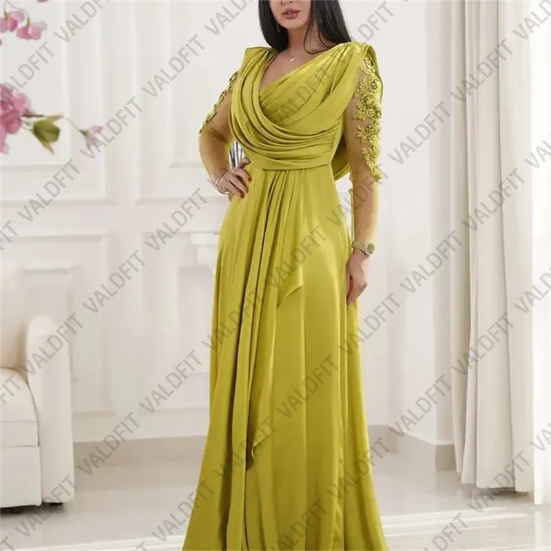 Customized Long Sleeves Arabic Mother of the Bride Dresses with Appliques for Wedding Party Dress Robes Invitee Mariage