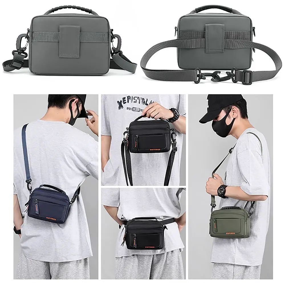 Comfortable Handle Men Crossbody Bags Waterproof Nylon Fanny Pack Detachable Shoulder Strap Boy Messenger Bags