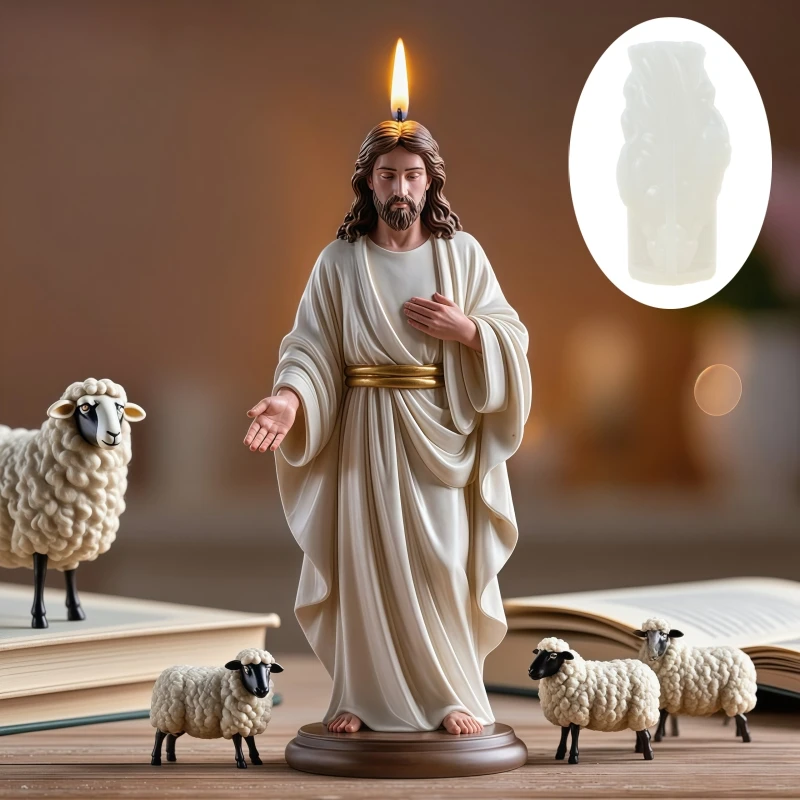 Molde de Silicone para Resina: Estátua de Jesus em Oração de Pé com Mãos Dadas, Escultura de Jesus em Oração, Ornamento
