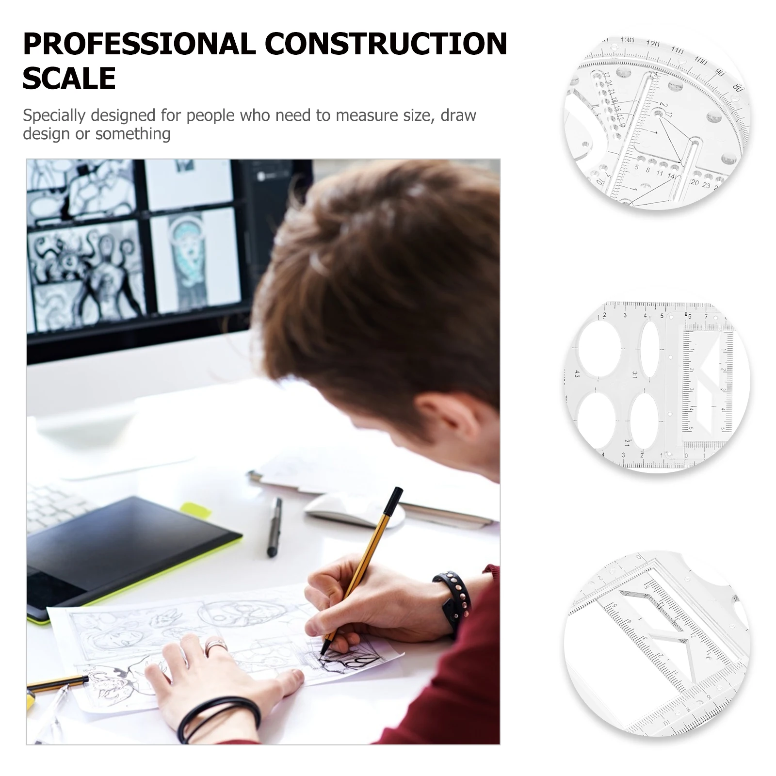 

Geometric Drawing Ruler Set Plastic Measuring Draft Tool Multi-Function School Stationery For Students Mathematics Learning