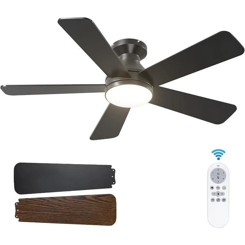 

Ceiling Fans with Lights, 42 Inch Low Profile Ceiling Fan with Light and Remote Control, Flush Mount, Reversible, 3CCT, D