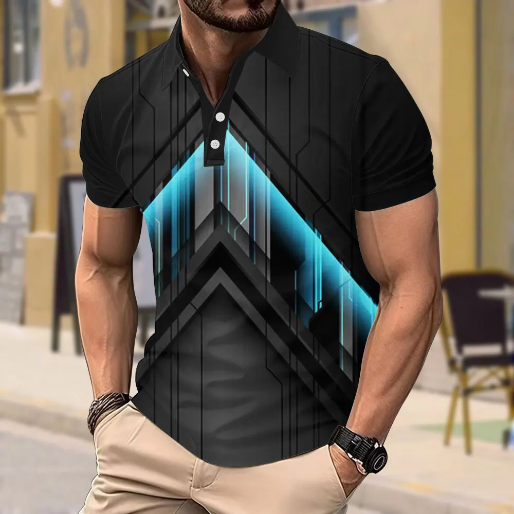 Cool Mecha 3D Printed Short Sleeve Polo Shirt Men's Clothing Tech Style Short Sleeve Fashion Functional Sports Muscle Polo Shirt