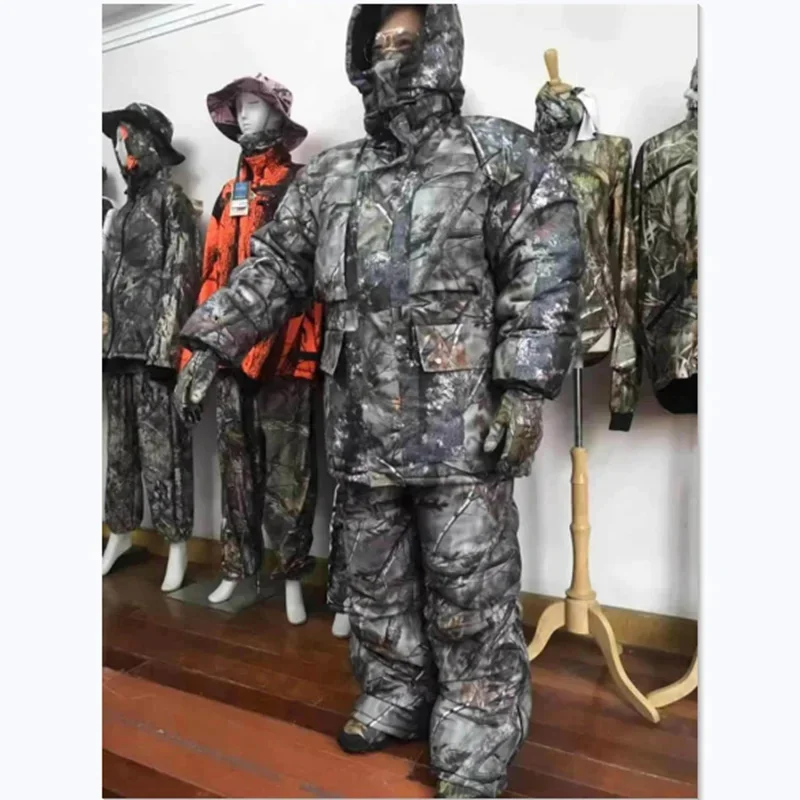 Jaket celana Ghillie tahan air setelan berburu kamuflase pakaian Sniper hutan Woodland set luar ruangan bionik Musim Dingin menonton burung