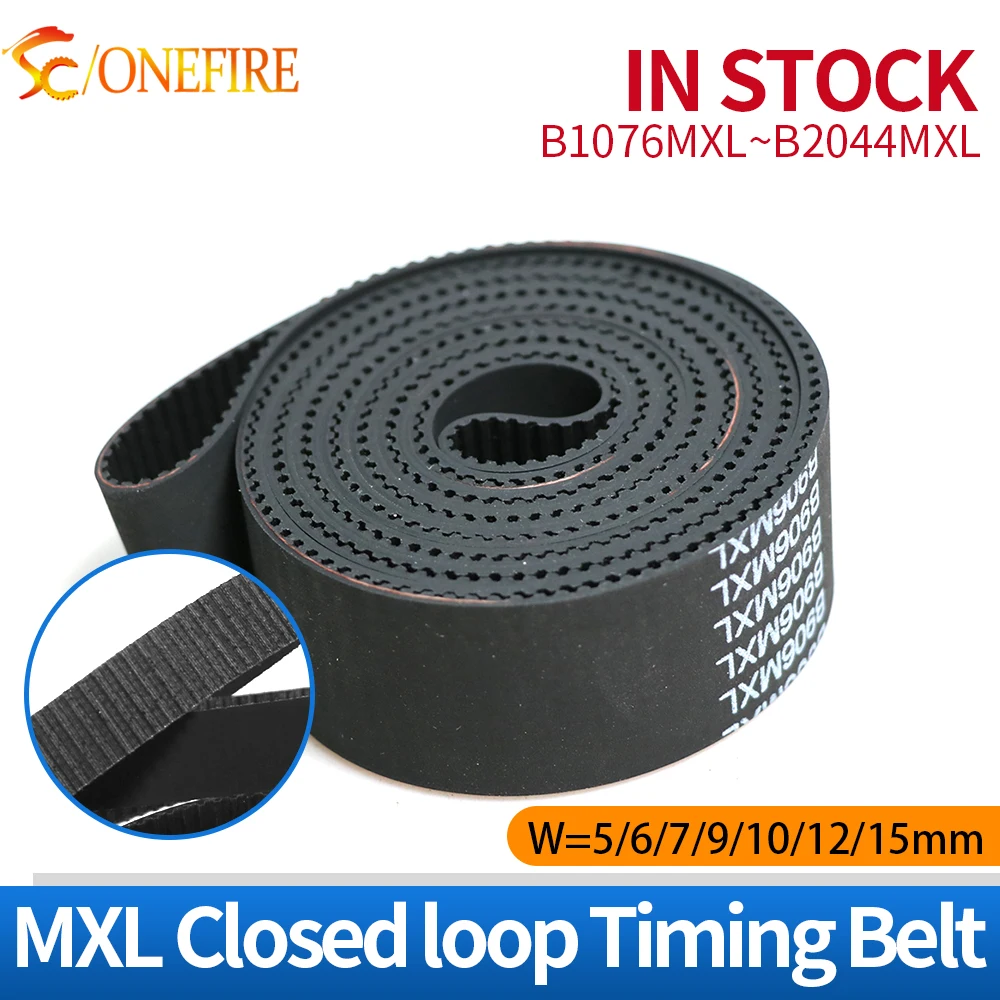 Trapezoidal MXL B1076MXL-B2044MXL Synchronous Belt Width 5/6/7/9/10/12/15mm Closed Loop Drive Belt MXL Rubber Timing Belt