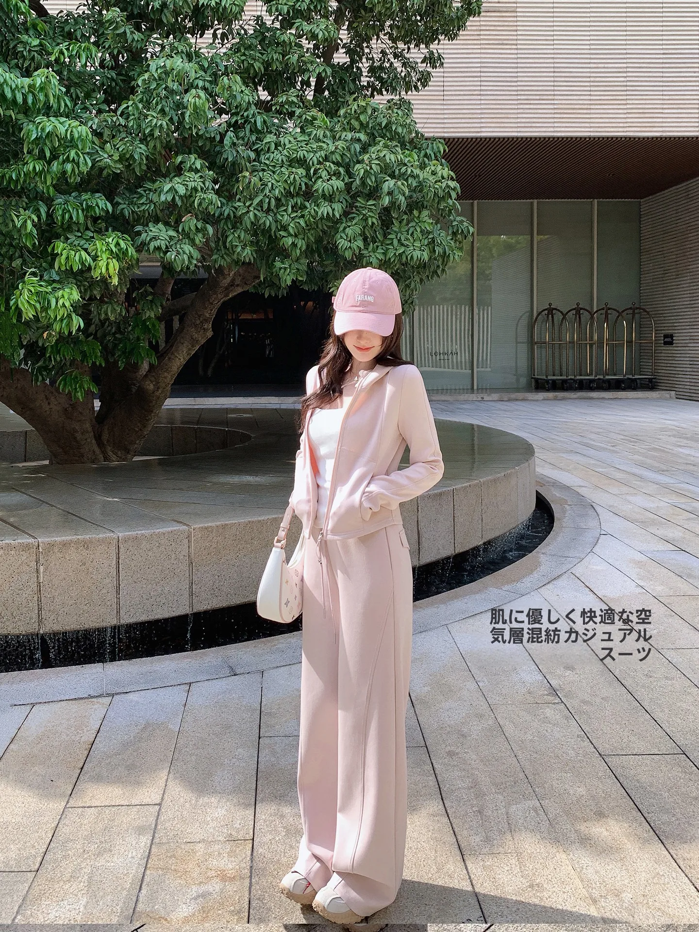 

Ms.Daoge Pink Hoodie And Pants Set Women's Spring Sportswear Two-Piece Casual Fashion Breathable Polyester Cotton Blend