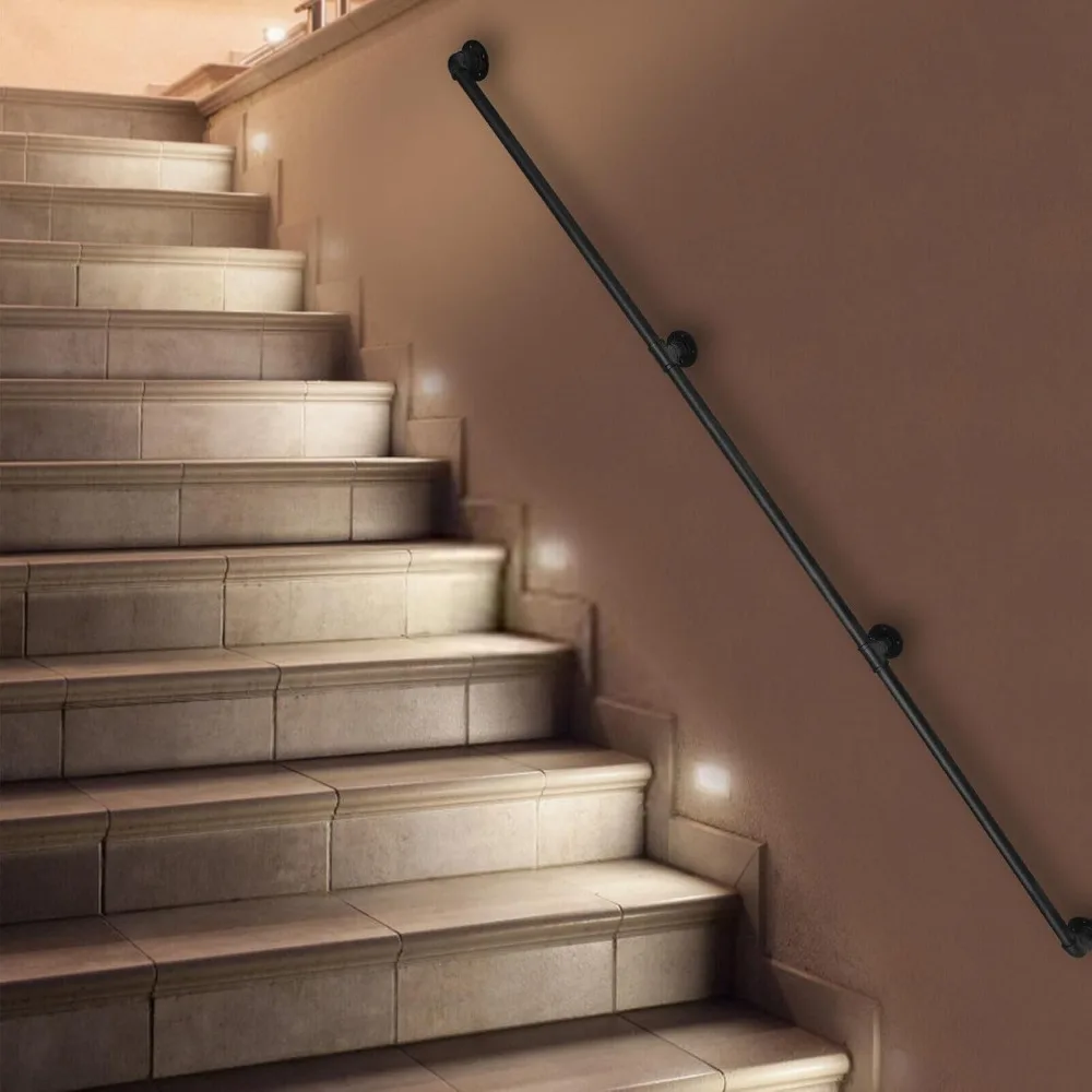 

12-футовый 3-секционный настенный поручень для лестницы из железных труб (для установки на стену)