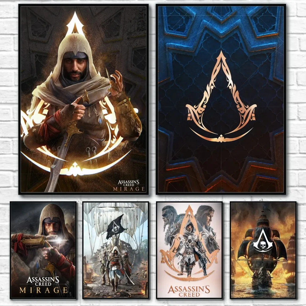 A-AssassinS C-Creed Game DIY Whitepaper Poster Sticky Wall Art Printing Waterproof Home Living Bed Room Bar Aesthetic Decor