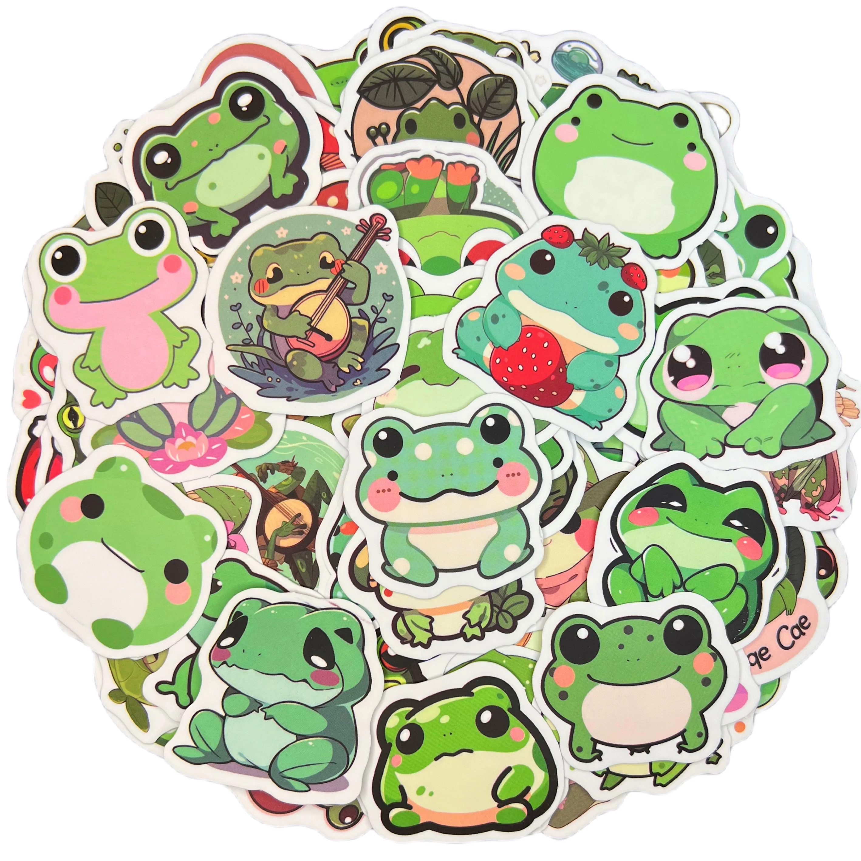 10/50/100Pcs  Cartoon Mini Frog Waterproof Graffiti Sticker Decorative Luggage Cup Laptop Phone Skateboard Guitar Kids Stickers