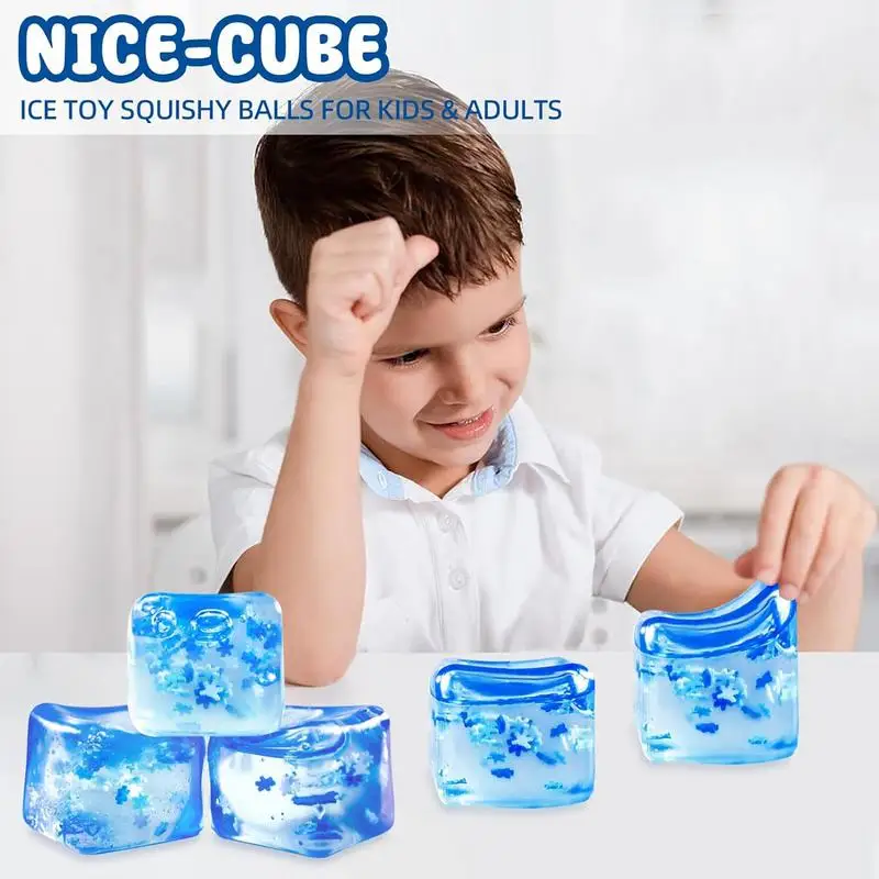 Stress Relief Sensory Toy Ice Cube Shape Squeeze Toys Small Stress Balls Sensory Fidget Toys For Christmas Birthday