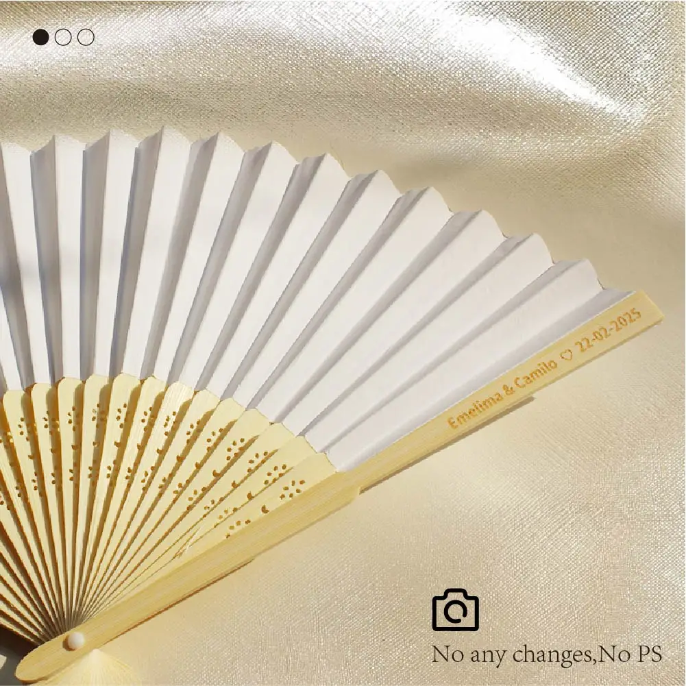 Personalized Wedding Fan Customized Hand Fan, Elegant Carved Foldableing Wire Hand Fan for Bride Shower Beach and Wedding, Wooden Paper Fan