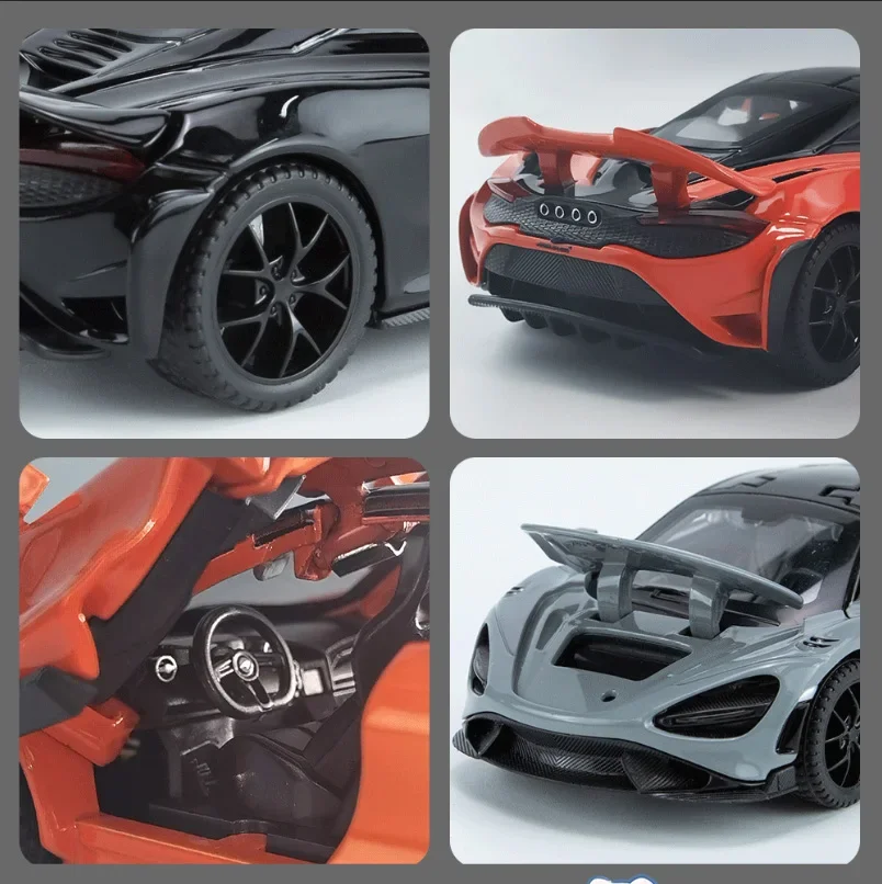 1:32 미니어처 765LT 세나 모델 슈퍼카 장난감 합금 다이캐스트 사운드 라이트 도어 오픈 풀백 스포츠카 어린이 인터랙티브 장난감