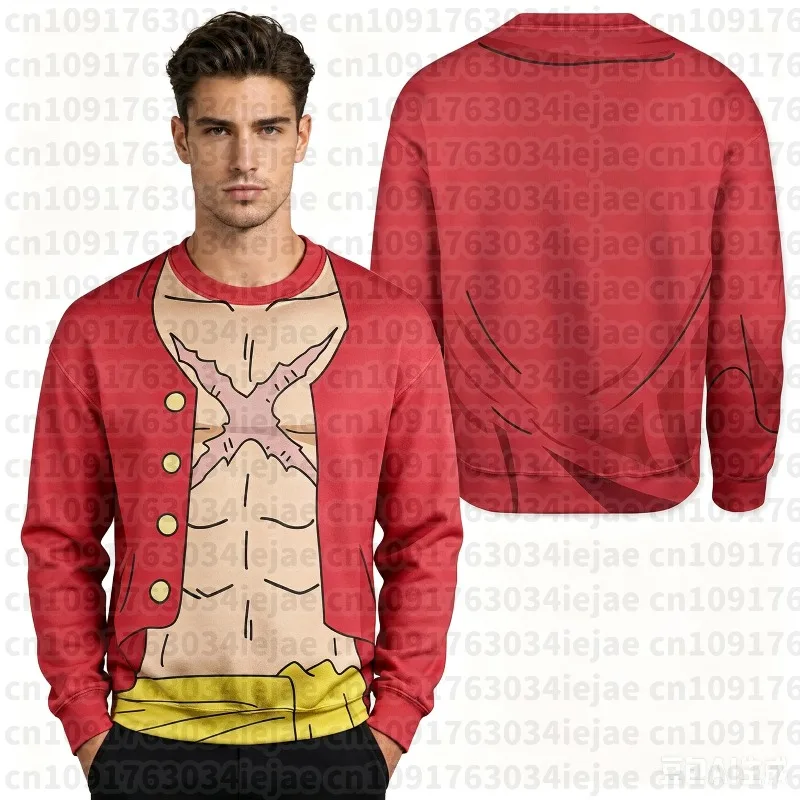 Luffy Sabo Cosplay Costume Anime One Piece Adult Kids Pullover Crewneck Sweatshirt Comfy Relaxed-Fit Large Autumn Winter