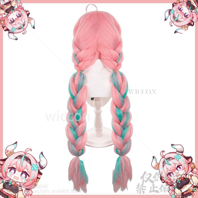 Аниме игра Genshin Impact косплей Varesa розовые длинные волосы плетеные волосы 100 см бесплатный парик Кепка парик для девочек женщин Хэллоуин по индивидуальному заказу