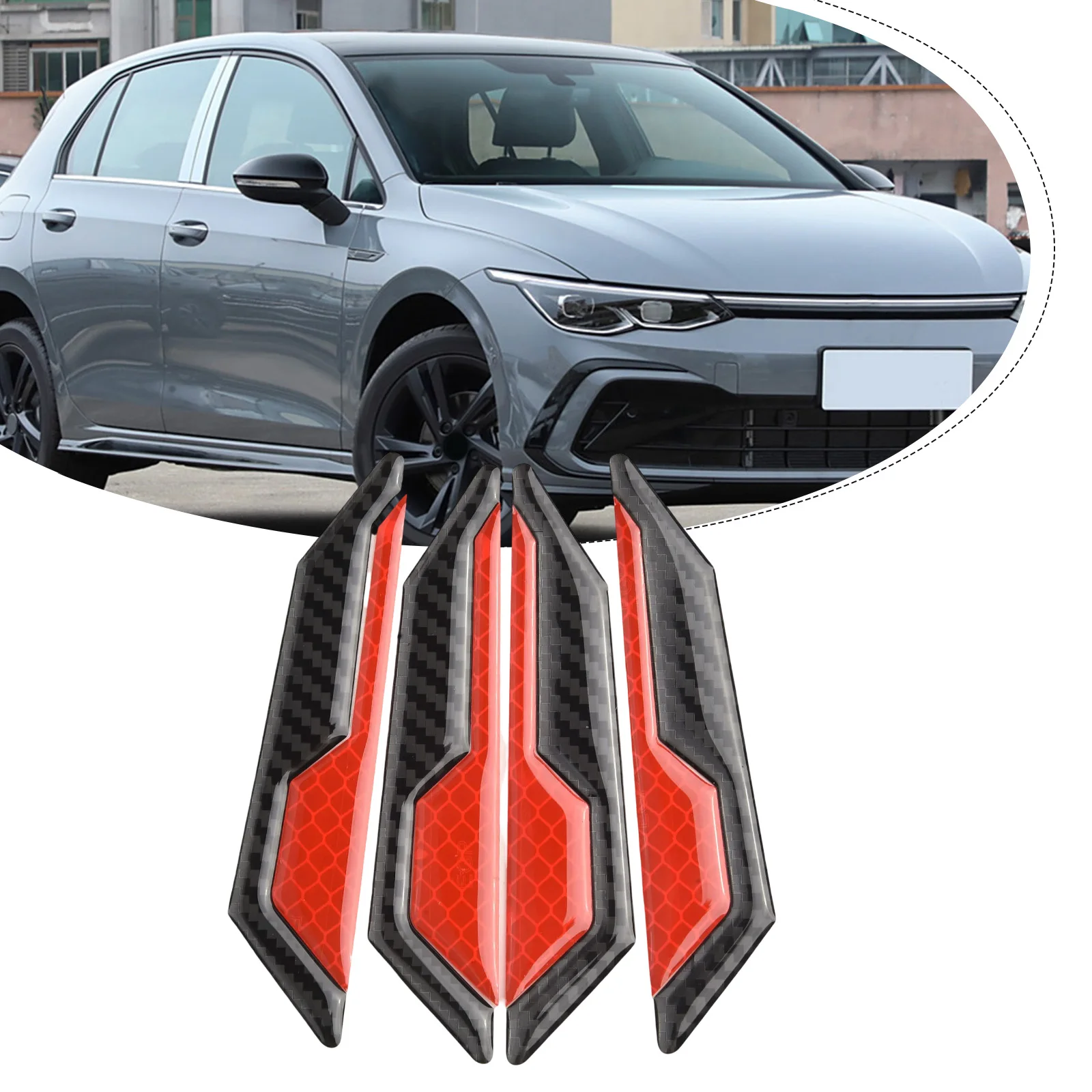 4pcs Car Side Door  Edge Scratch Protector Strip Reflective Sticker Accessories  High Quality  Edge Scratch Protector Strip