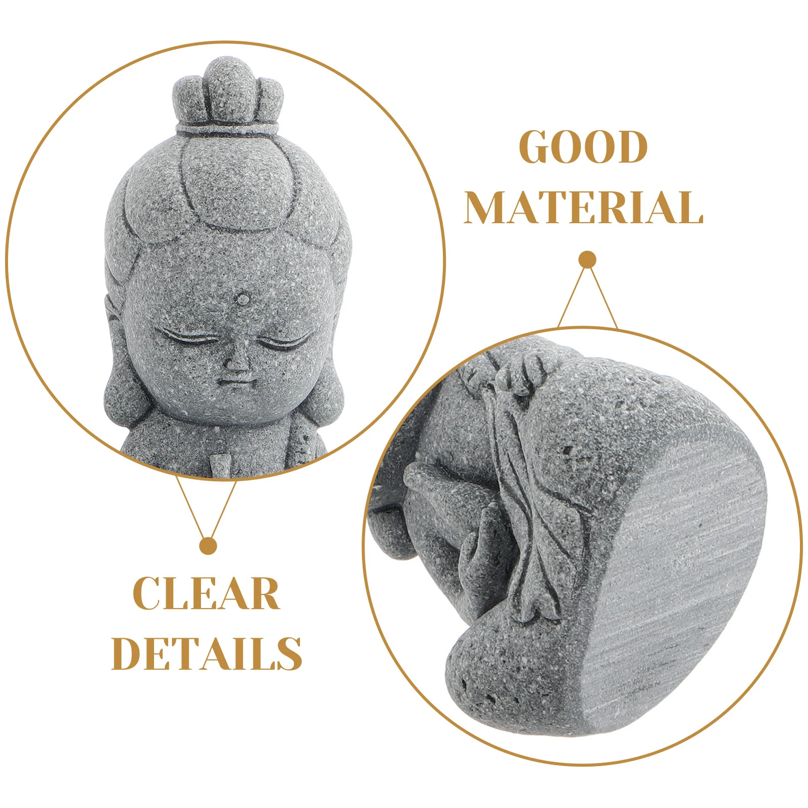تمثال بوذا صغير رائع من جوان يين مصنوع من الحجر لتزيين حديقة المنزل الداخلي والخارجي وزخرفة أجواء زن المهدئة