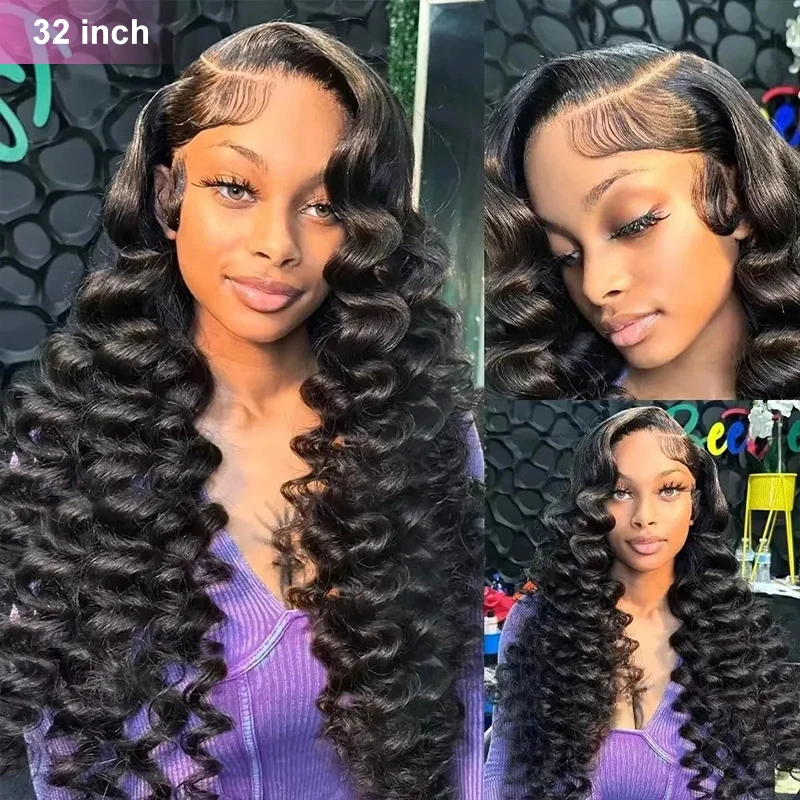 13x5 lage peruca dianteira do laço cabelo humano peruca encaracolado profundo 100% cabelo humano virgem pré arrancado perucas para mulher com linha fina natural